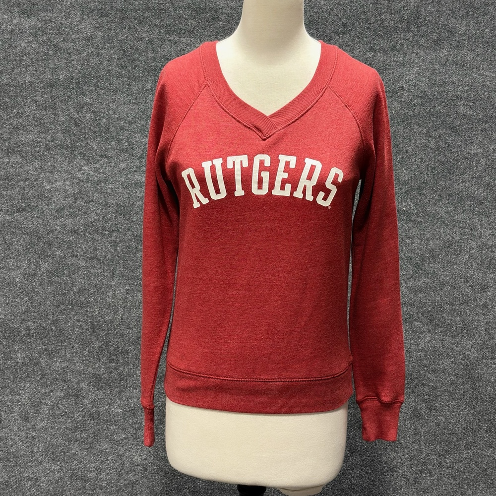 Rutgers Scarlet Knights Sweatshirt Womens Small Red NCAA College V-Neck Redshirt